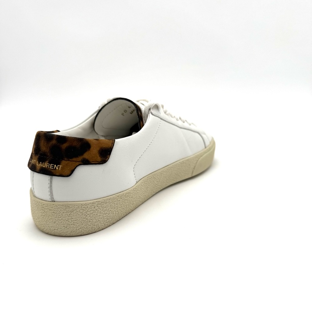 Saint Laurent Women's Court Classic Sneaker Shoes US Size 6 EU 36 White Leopard - Picture 5 of 10